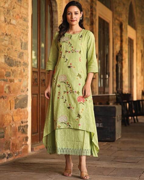 Women Embroidered A-Line Kurta