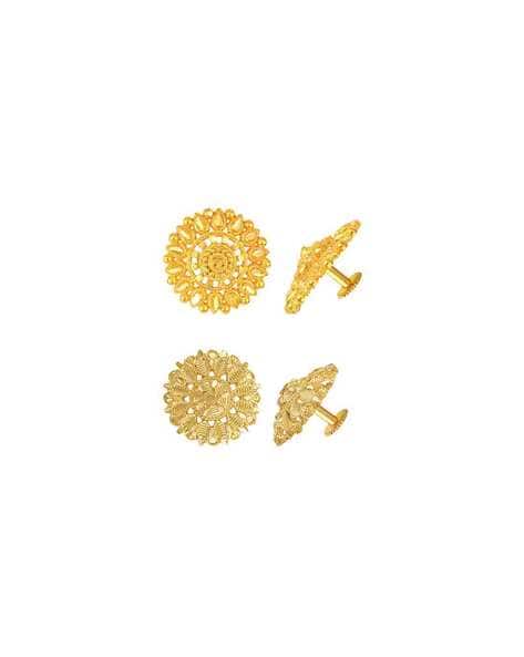 Pack Of Gold-Plated Round Shape Clip-On Stud Earrings