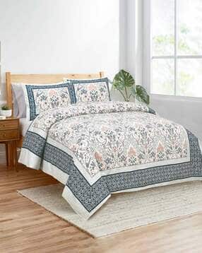 jaipur fabric 150 GSM Floral Print Double Bedsheet with Pillow Covers-picture-25