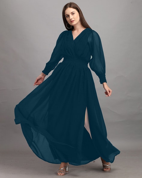Plain Party Wear Gown, Full Sleeves at Rs 750 in Surat | ID: 25708770312