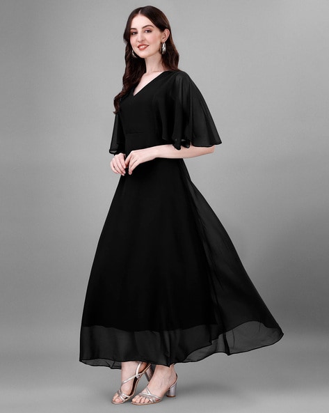 Black Georgette Dress with Banarsi Dupatta – Nirbani