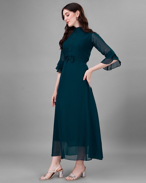 Ruffled V Neck A Line Mini Dress Black – Styched Fashion