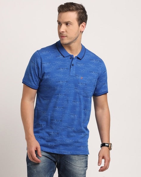 Men Printed Slim Fit Cotton Polo T-Shirt