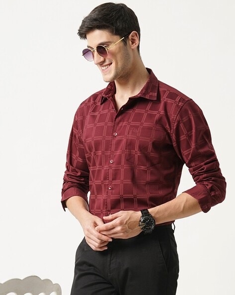 Self Check Structured Slim Fit Shirt