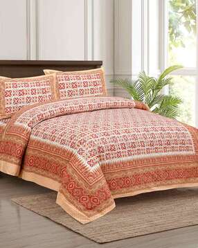 150 GSM Floral Print Double Bedsheet with Pillow Covers