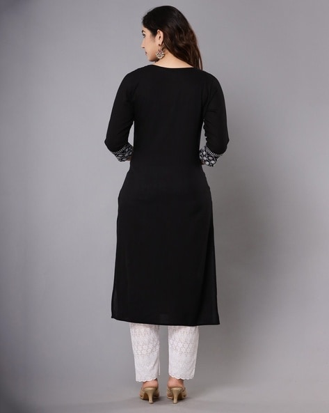 embroidery and plain work designer black kurti at Rs.350/pec in surat offer  by Teeya Creation