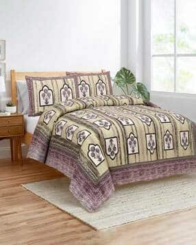jaipur fabric 150 GSM Floral Print Double Bedsheet with Pillow Covers-picture-48