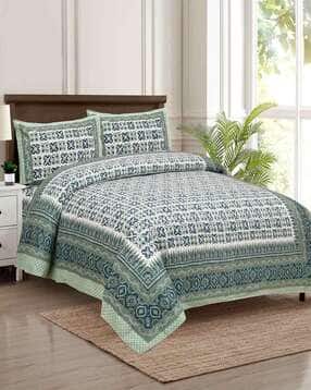 jaipur fabric 150 GSM Floral Print Double Bedsheet with Pillow Covers-picture-48