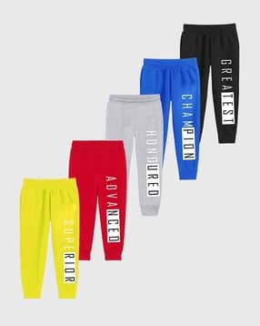Boys Pack of 5 Typographic Print Joggers-image-11
