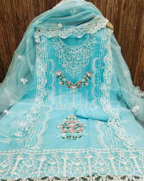 Women Embroidered 3-Piece Dress Material Price in India