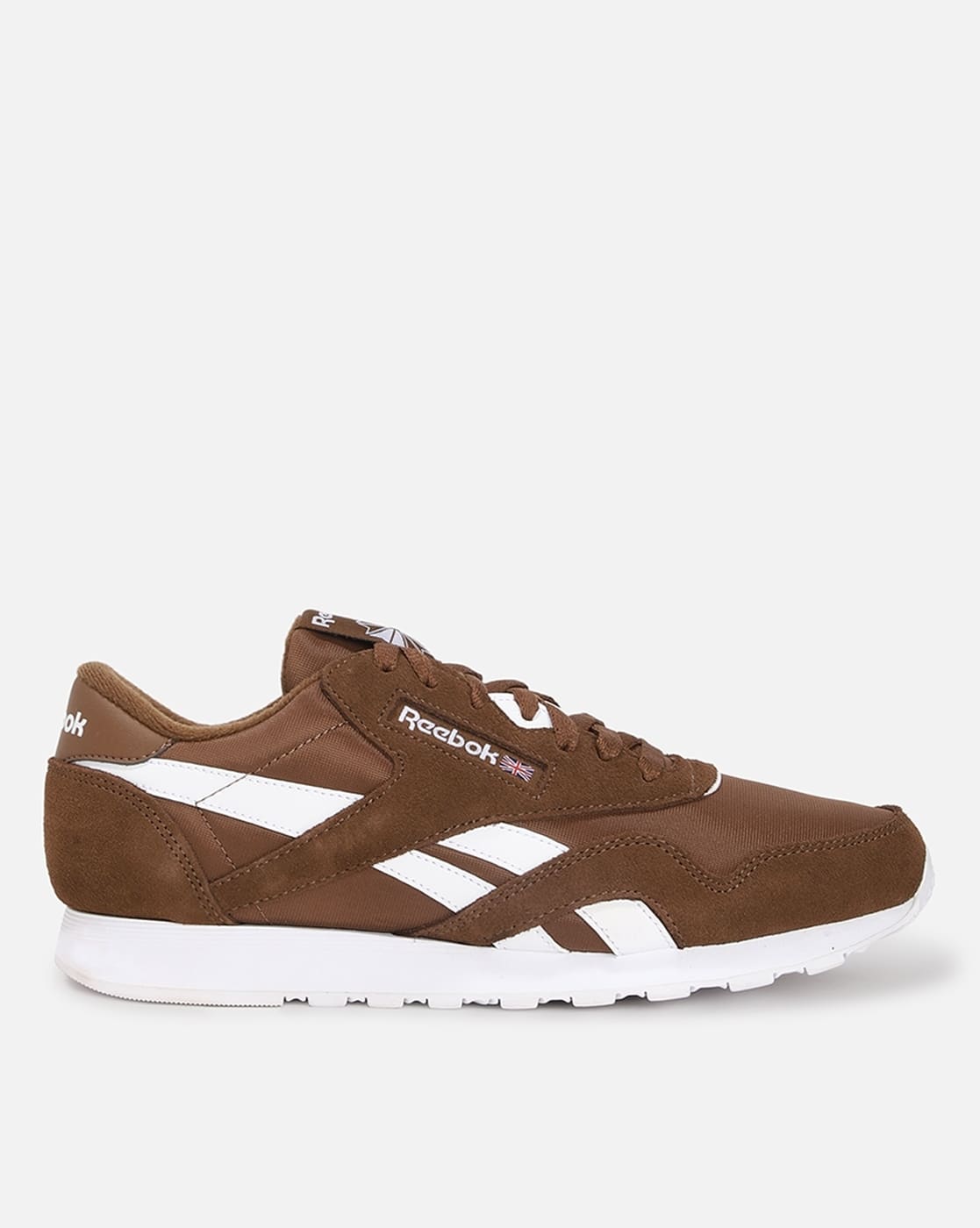 Reebok Brown Leather Shoes Men CL Low-Top Lace-Up Casual Shoes