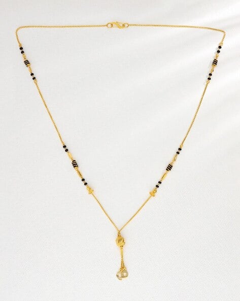 Women Yellow Gold Beaded Mangalsutra