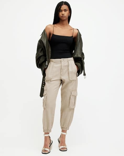Buy ALL SAINTS Frieda Tapered Cargo Trousers | Beige Color Women