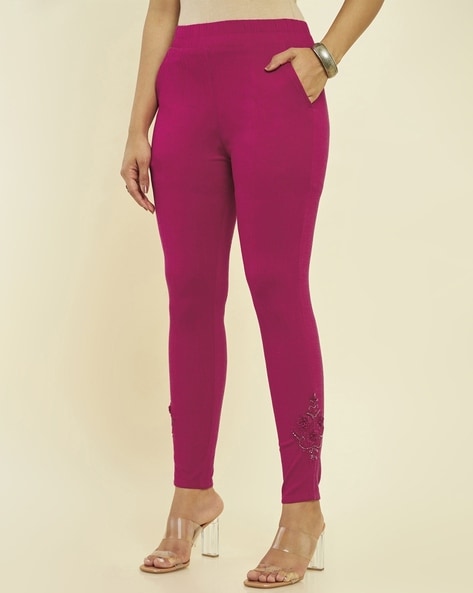 Women Embroidered Pants with Insert Pockets Price in India