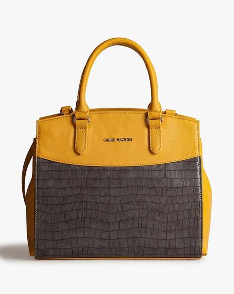 GAUGE MACHINE Women Croc-Embossed Satchel with Detachable Strap