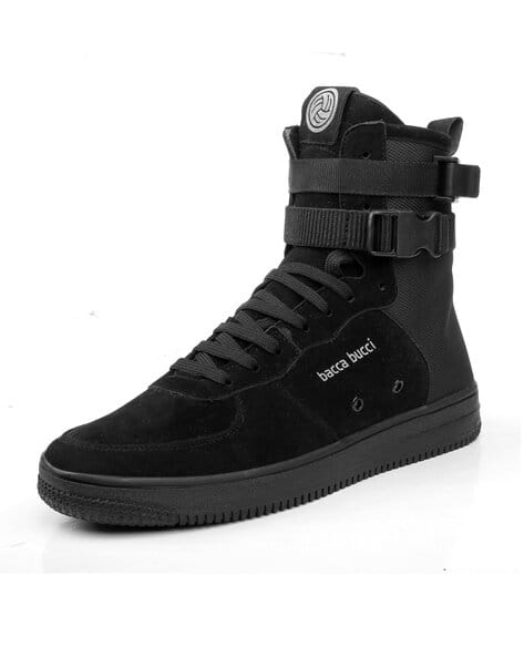 Lace-Up Sneakers with Buckle Detail - Main Image