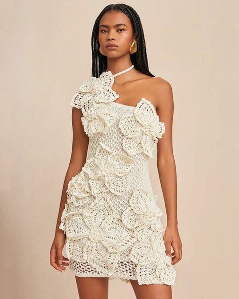 Buy Cult Gaia Kendria Crochet Mini Dress | Off-White Color Women