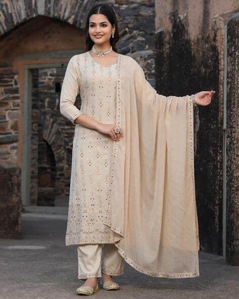 Amira's Indian Ethnic Wear Women Floral Print Straight Kurta Set