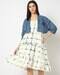Women Checked Strappy Tiered Dress with Jacket