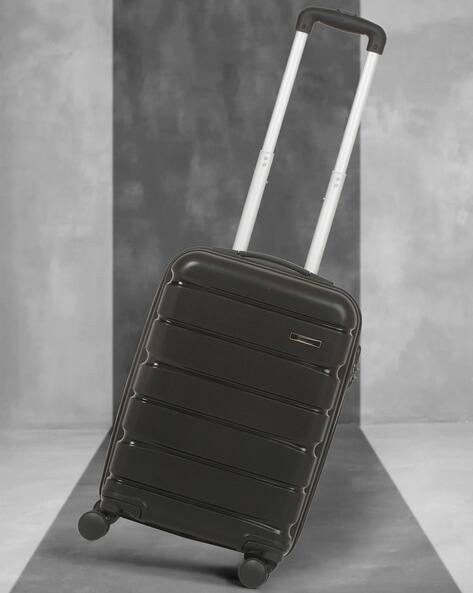 TEAKWOOD LEATHERS Unisex Black Polypropylene Hard Sided Suitcase Trolley Bag For Travel - Cabin