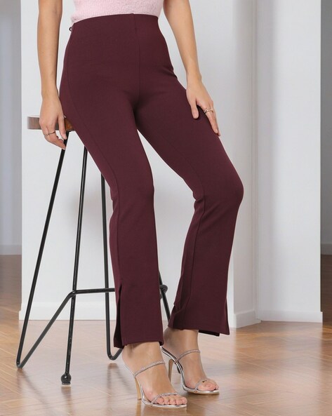Buy Insia Brand Women Mid Waist Loose Tape Button Side Wide Leg Trousers  (Black, L) at Amazon.in