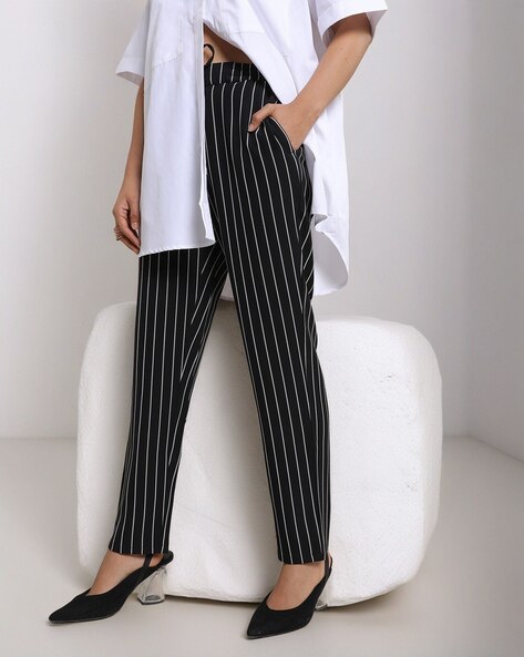 Women Striped Trousers - Buy Women Striped Trousers online in India