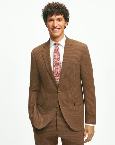 BROOKS BROTHERS Classic Fit Stretch Wool Pinstripe 1818 Suit