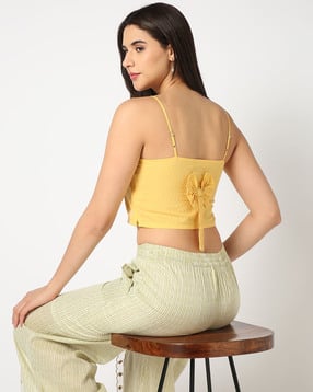 svrnaa by azorte Chikankari Crop Top with Bow Detail-picture-30