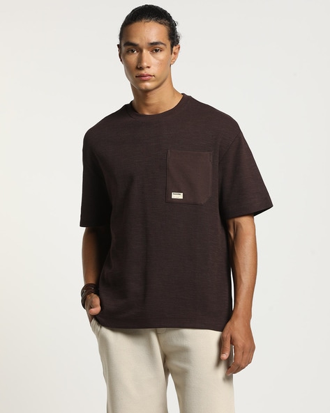 Textured Boxy Fit Crew-Neck T-Shirt