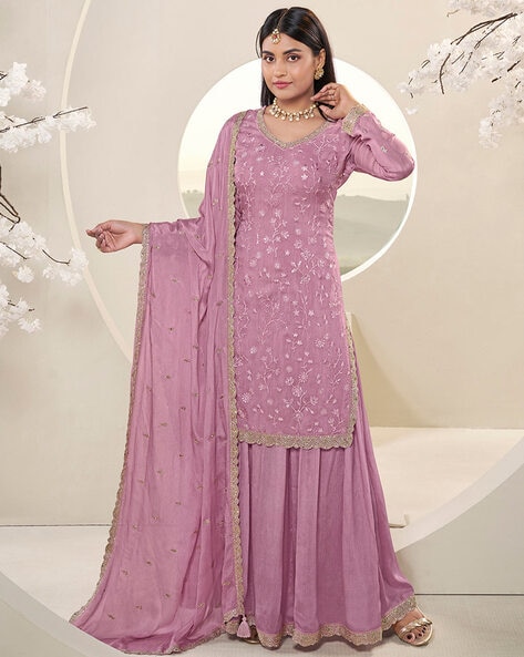 Women Embroidered Straight Kurta Suit Set