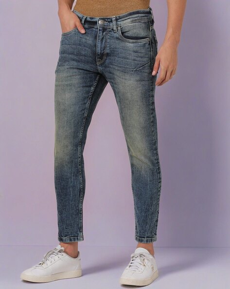 Mid-Wash Skinny Fit Jeans