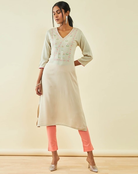 Soch Women Embroidered Straight Kurta