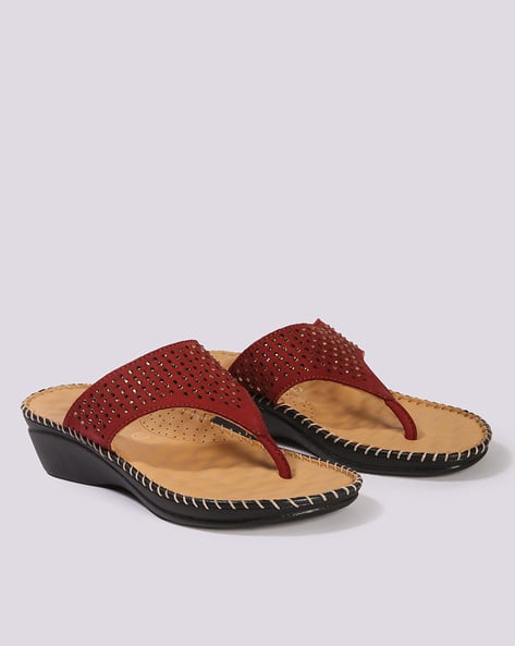 HI-ATTITUDE Women Embellished T-Strap Wedges