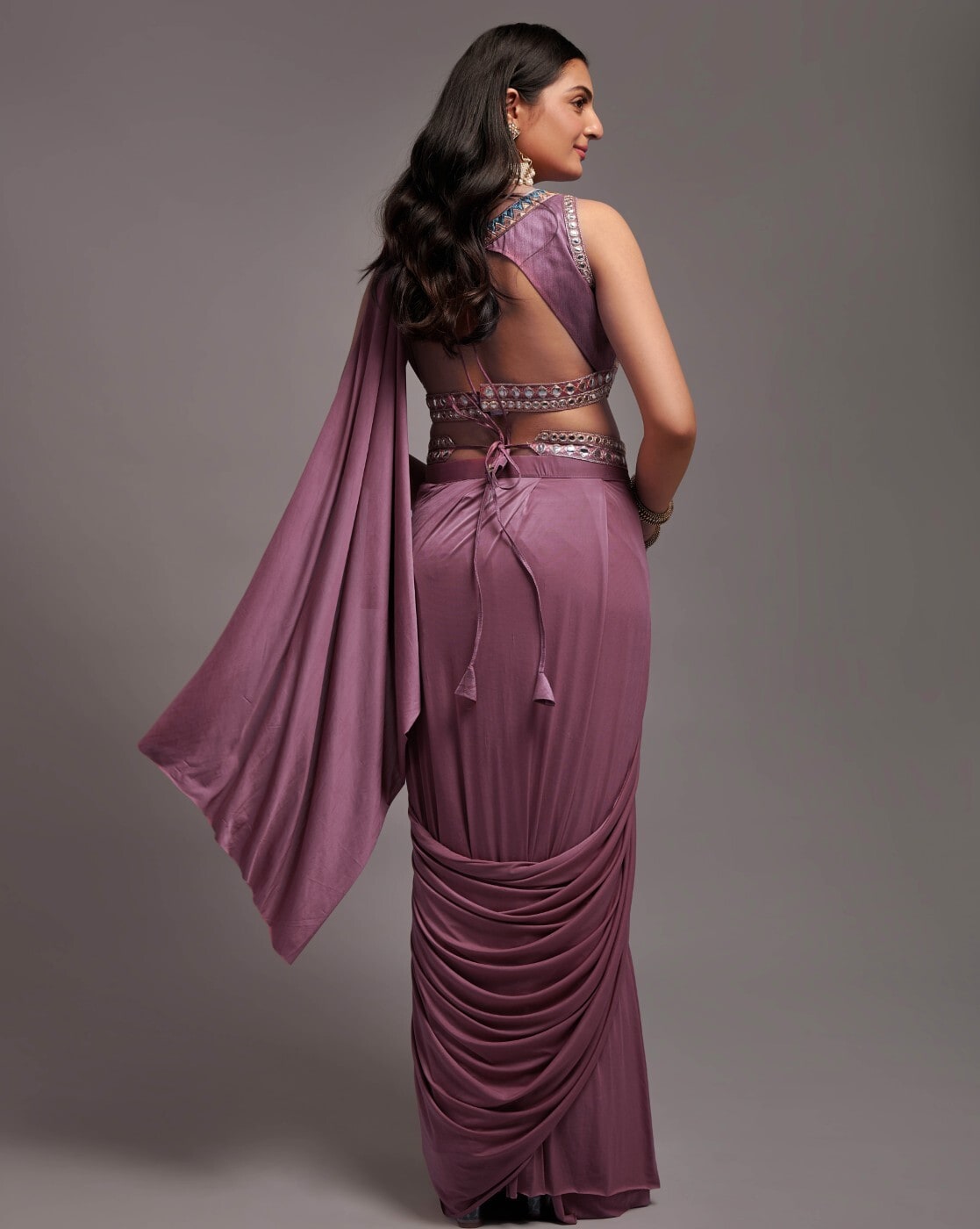 Gorgeous Lavender Color Ready To Wear Saree With Waist Belt – Fabvilla
