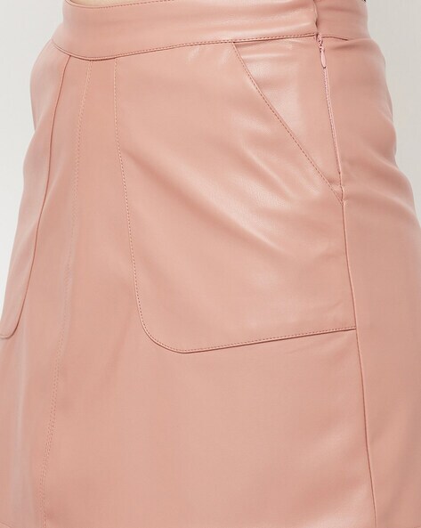 A line Leather Skirt