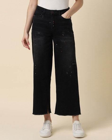 Levi's high water wide leg jeans black best sale