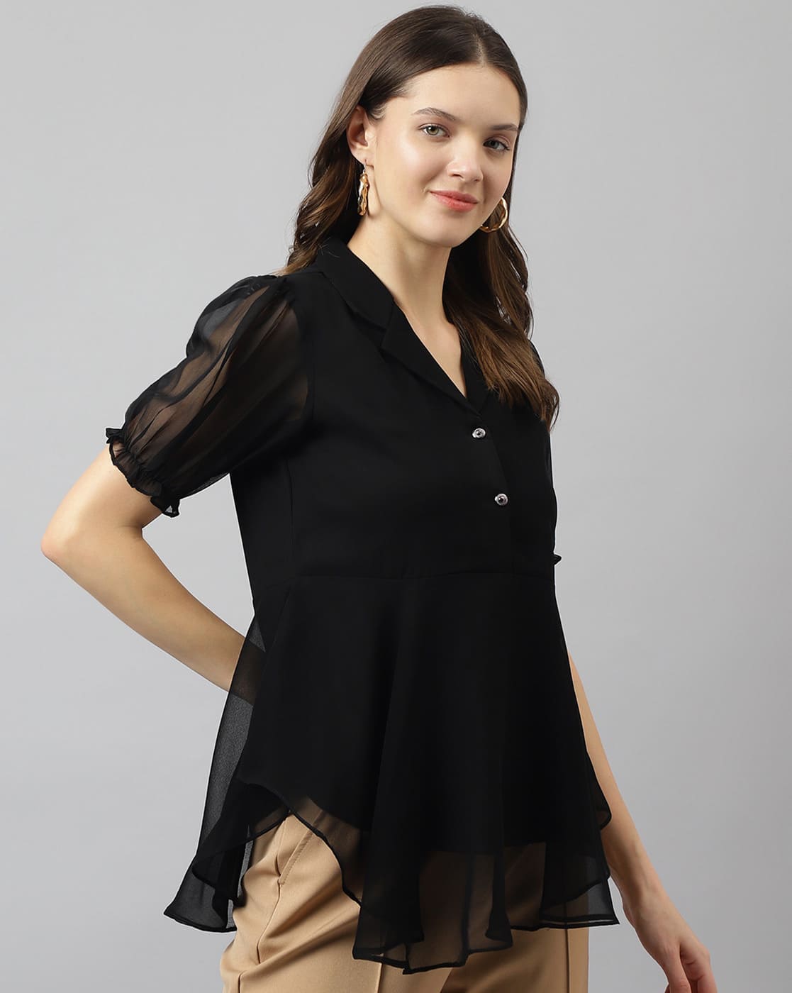 Bibiy. IRIS RUFFLE TOP ブラック 新品 ノースリーブ