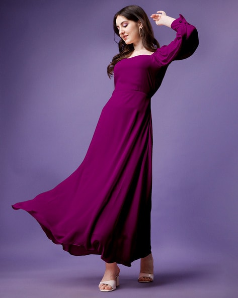 Gown with Long Jacket for Wedding Wine Colour
