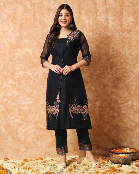 Ladies kurta with overcoat best sale