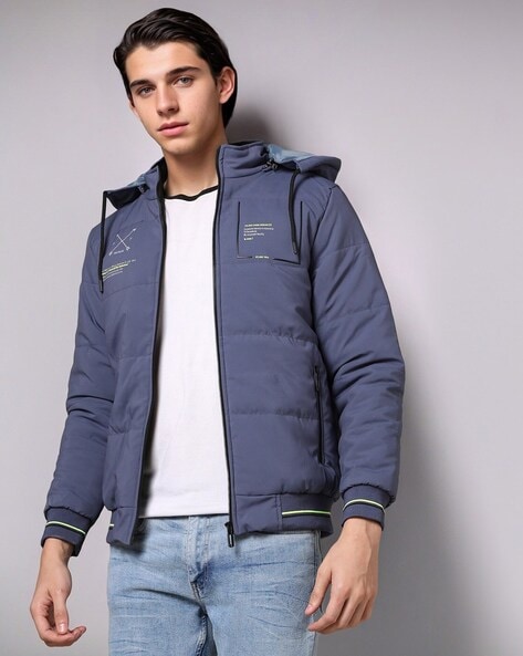 Quilted Zip-Front Hooded Jacket