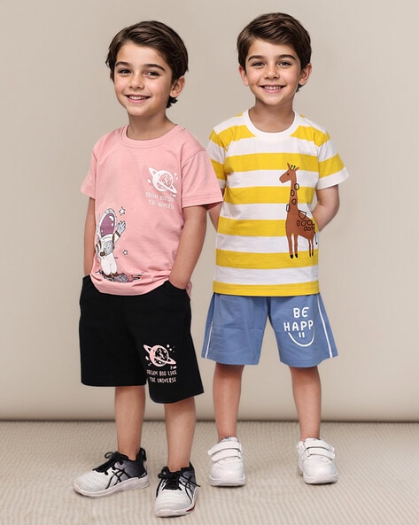 Pack Of 2 Graphic Print Shorts & T-Shirt Set