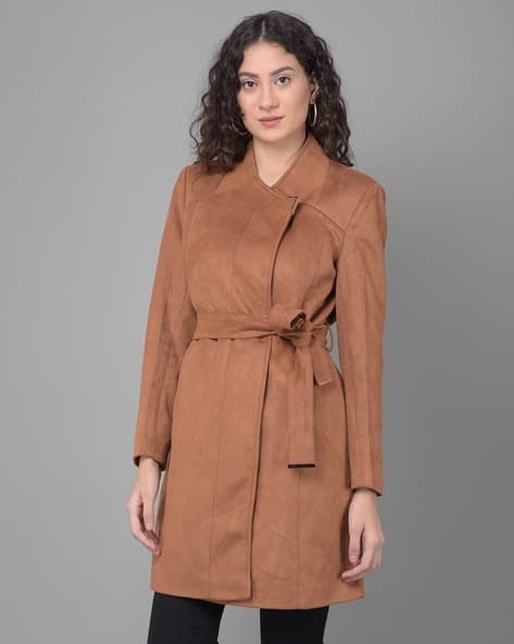 Women Regular Fit Trench Coat with Belt