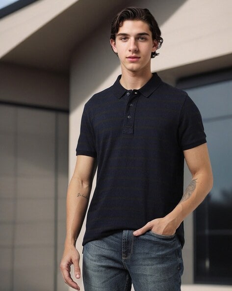 Black polo with blue jeans best sale