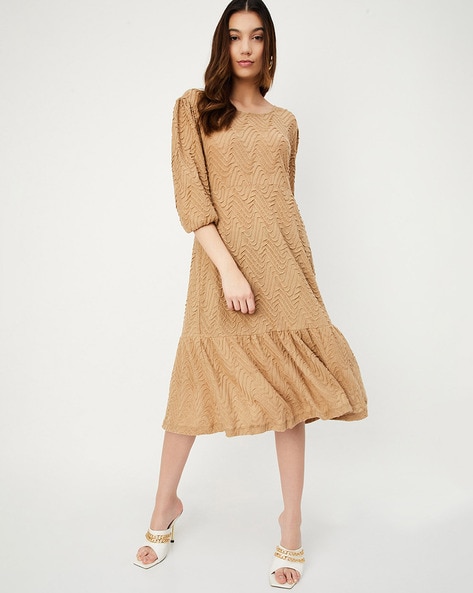 Women A Line Dress with Tiered Hem