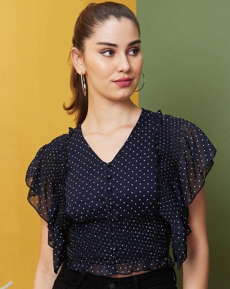 polka dot v neck top
