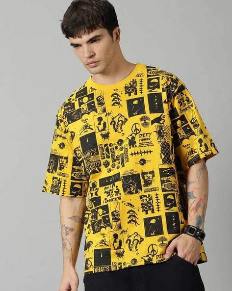 Men Graphic Print Crew-Neck Oversized T-Shirt