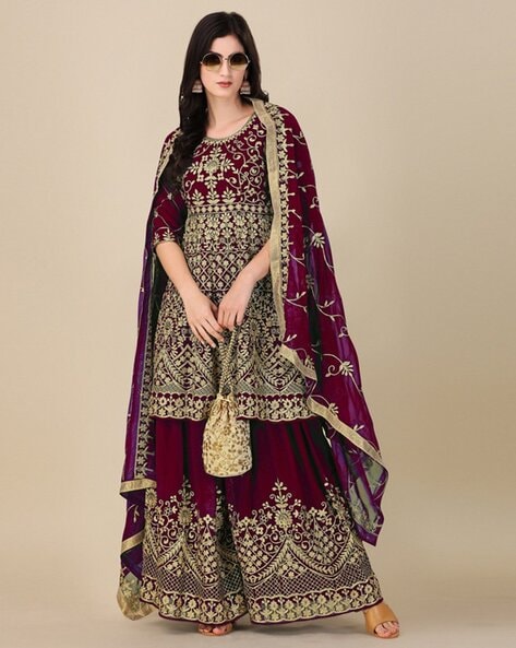 Women Embroidered Semi-stitched Anarkali Dress Material Price in India