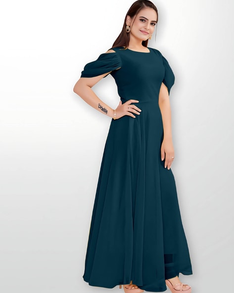 Buy online Cold Shoulder Embellished Gown Dress from western wear for Women  by Eavan for ₹1320 at 60% off | 2024 Limeroad.com
