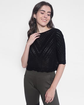 crimsoune club Crochet Round-Neck Pullover-picture-48