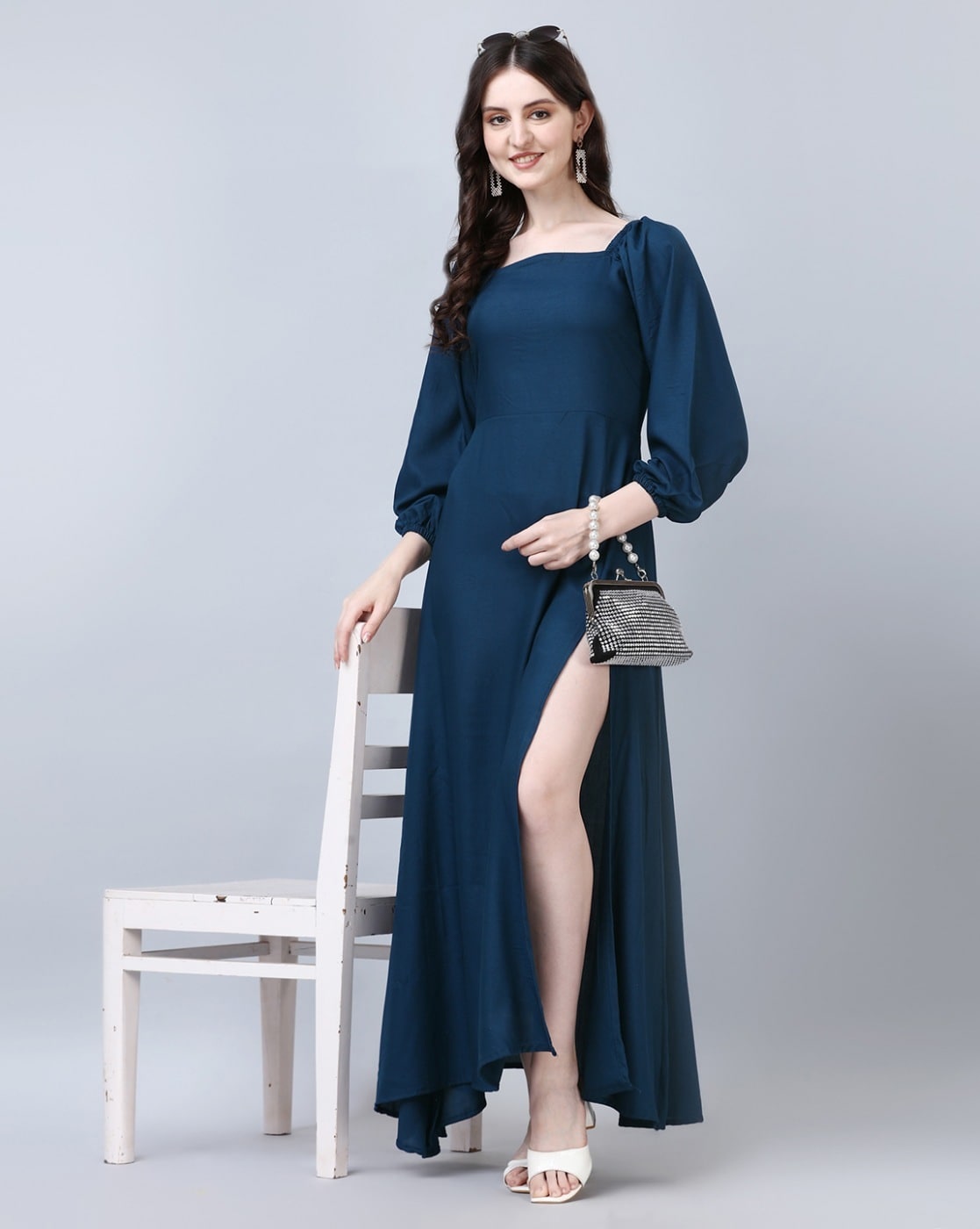 G101 (5) Blue and Black Gown, Size (XS-30 to 4XL-48) – Style Icon  www.dressrent.in